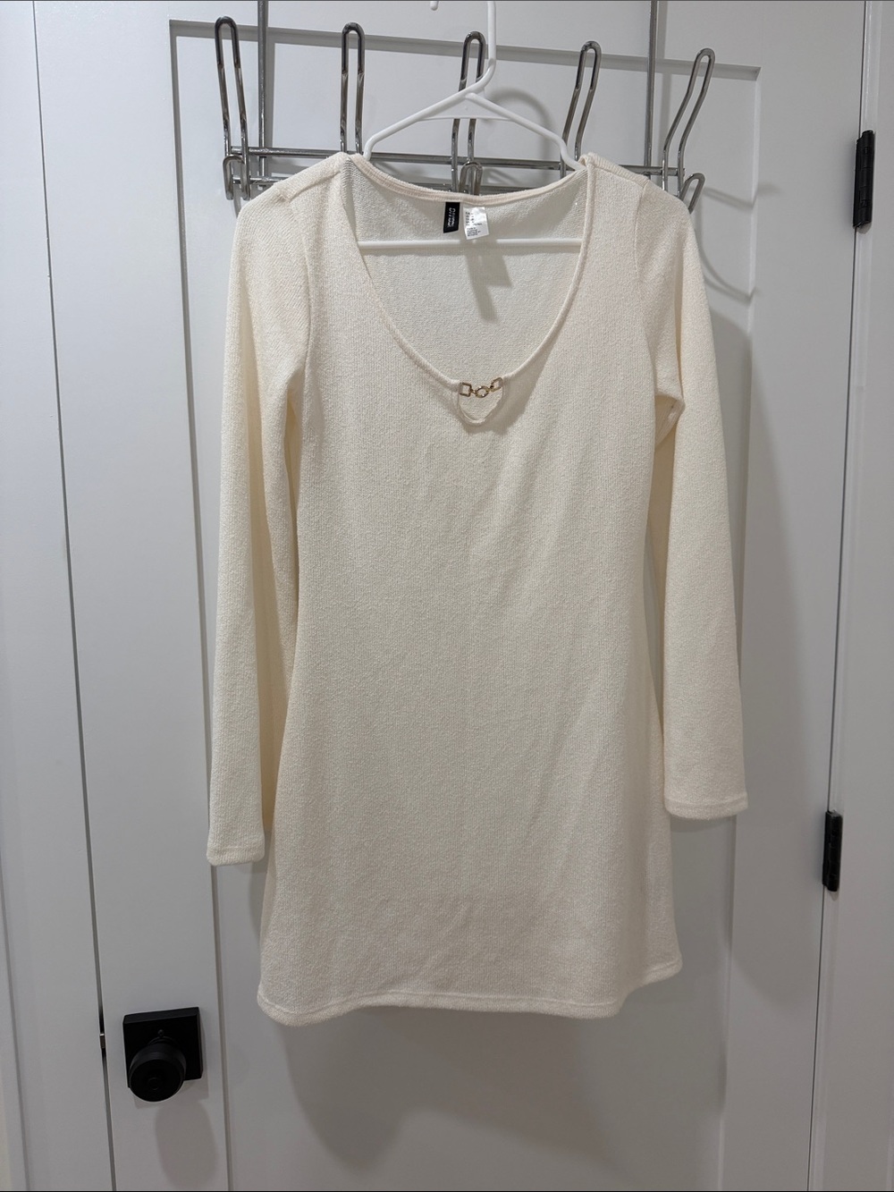 Women’s Cream Long-Sleeve Cover Up with Chain Detail